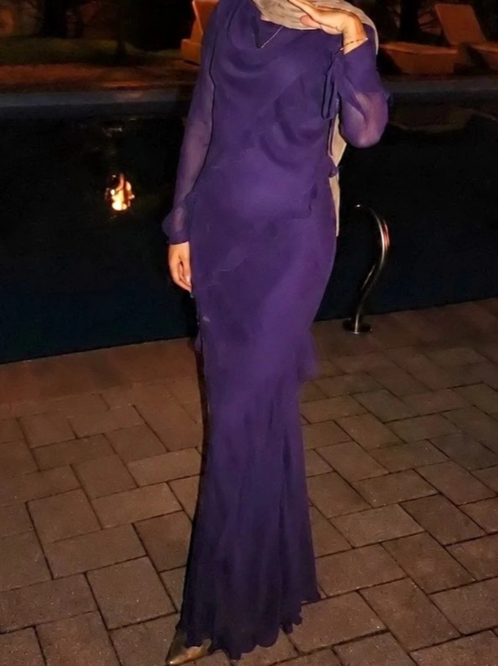 Purple Long Sleeve Maxi Dress Like New